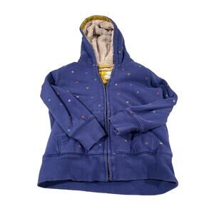 Boden Girls 6-7 Y Blue Polkadot Zip Up Jacket